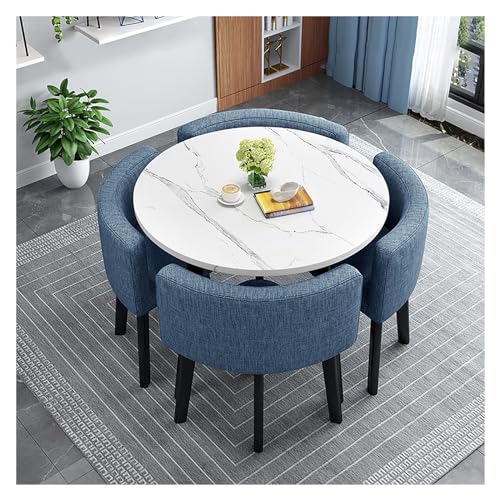 OUBBDVRT 5 -teiliger moderner Küchentisch Set für 4 - runder Esstisch mit weichen Backstrielstühlen, ideal für Zuhause, Wohnung, Café, Wohnzimmer - Stylish Breakfast Bar Furniture OUBBDVRT 5 -teiliger moderner Küchentisch Set für 4 - runder Esstisch mit weichen Backstrielstühlen, ideal für Zuhause, Wohnung, Café, Wohnzimmer - Stylish Breakfast Bar Furniture von OUBBDVRT