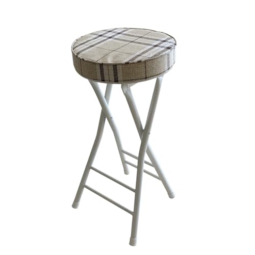 OUBBDVRT Backless Klappstange Hocker Tragbarer Innenschalterhöhe Stuhl für Küchen- und Rec -Zimmer Kompakte Falthocker (Weiß 25in) Platz sparende Design Easy Lagersaufbewahrung von OUBBDVRT