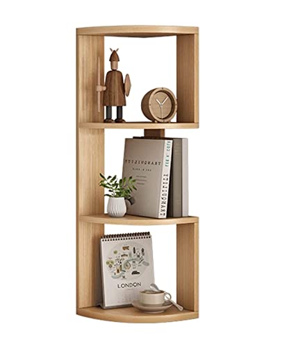OUBBDVRT Bücherregal Bücherregal Speicher Organizer Bücherregal Wall Corner Bücherregal Desktop Corner Shelf Ecke Speicherregal, Natural Color Standing Bookshelf (3-Tier) von OUBBDVRT