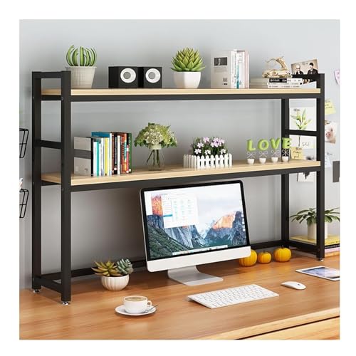 OUBBDVRT Bücherregal Bücherregal Speicher Organizer Desktop Bücherregal Stahlrahmen und Holzbuchregale Speicher Rack Computer Desk Bookshelf (Schwarz) von OUBBDVRT