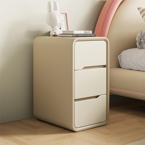 OUBBDVRT Cream Style 3 Schublade Holz Nachttisch Kleiner Nachteil für Schlafzimmer moderner Endtisch (Milchtee 35x ...) von OUBBDVRT