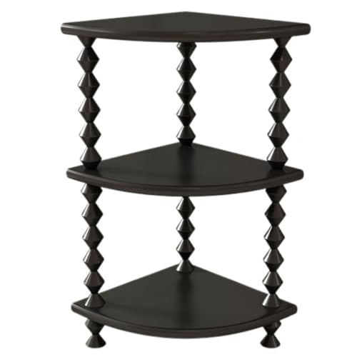 OUBBDVRT Eckregal Bücherregal Anlagen Ständer 3-stufig eingedickte Brettschelfschelfschreiber-Display Rack Vorlage für Wohnzimmer für Küchenschlafzimmer Büro (schwarz) von OUBBDVRT