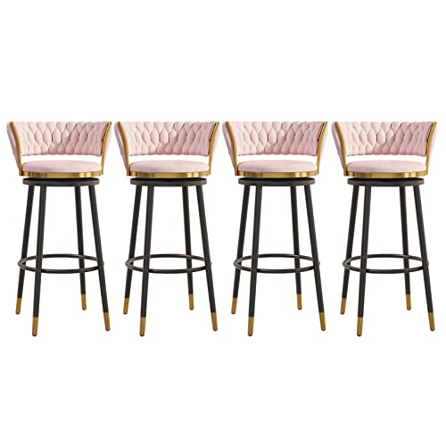 OUBBDVRT Eleganter Samt -Schwenkbarpools mit gewebten Rückenlehne von 1/2/3/4 für Heimküche und Bar Schwarz bequemer Pub -Stuhl mit Fußstütze OUBBDVRT Eleganter Samt -Schwenkbarpools mit gewebten Rückenlehne von 1/2/3/4 für Heimküche und Bar Schwarz bequemer Pub -Stuhl mit Fußstütze von OUBBDVRT