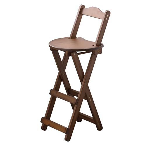 OUBBDVRT Faltbarer Bambus -Stuhlhocker mit Rücken & Fußstütze, einstellbare Höhe 61,5 cm/74 cm, tragbarer platzsparender Stuhl für Küche, Pub, Party - Keine Baugruppe erforderlich von OUBBDVRT