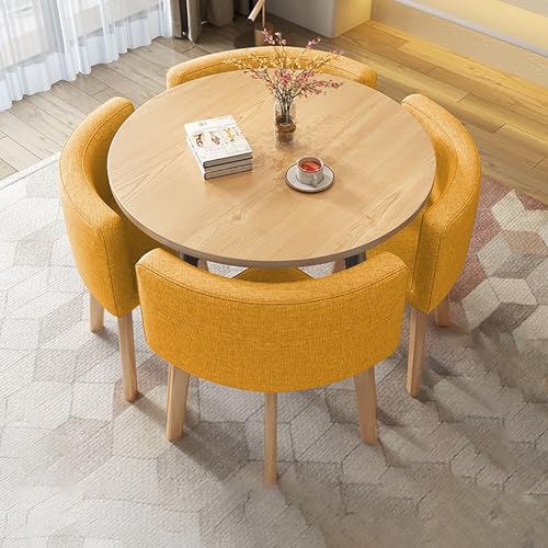 OUBBDVRT Frühstücksbartisch und Stuhl Set für 4, runde Küche Essmöbel, Kleiner Konferenzraumtisch, einfache Bürositze, modernes Design -ESS -Set von OUBBDVRT