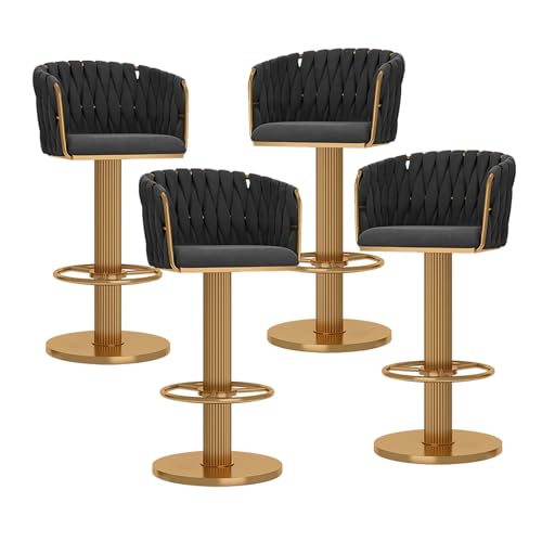 OUBBDVRT Gold Velvet Schwenkbarhocker Verstellbarer Thekenhöhe Barhocker mit Rücken für Kücheninsel Modern Home Bar Stuhl von OUBBDVRT