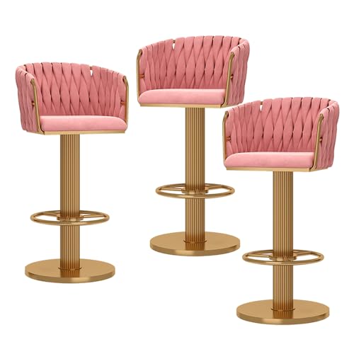 OUBBDVRT Gold Velvet Schwenkbarhocker Verstellbarer Thekenhöhe Barhocker mit Rücken für Kücheninsel Modern Home Bar Stuhl von OUBBDVRT