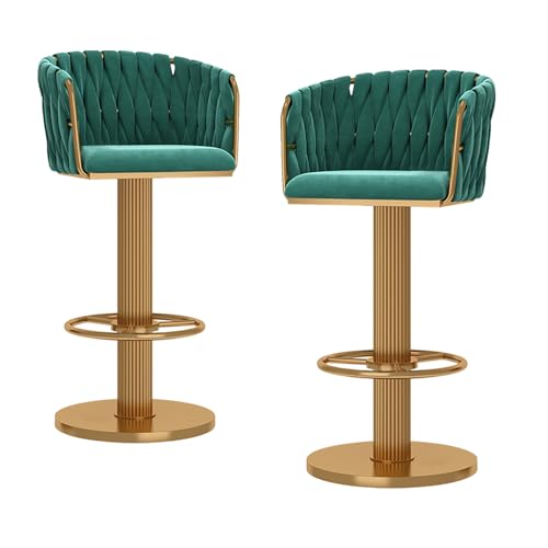 OUBBDVRT Gold Velvet Schwenkbarhocker Verstellbarer Thekenhöhe Barhocker mit Rücken für Kücheninsel Modern Home Bar Stuhl von OUBBDVRT