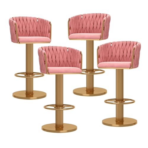 OUBBDVRT Gold Velvet Schwenkbarhocker Verstellbarer Thekenhöhe Barhocker mit Rücken für Kücheninsel Modern Home Bar Stuhl von OUBBDVRT