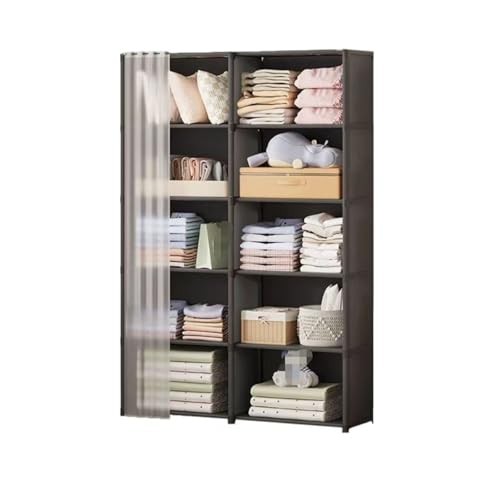 OUBBDVRT Kleiderschrank für Schlafzimmer tragbare Kleiderschrankschrankkleidung Organizer Staubdichtes Vorhang Aufbewahrungsschatzkleiderschrank für Home Apartment (Schwarz) von OUBBDVRT