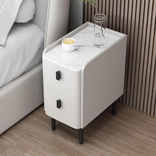 OUBBDVRT Massives Holz Nachttisch mit Schubladen Minimalistischer Nachttisch für Schlafzimmer und Wohnzimmer Modernes Design 25x40x45 cm von OUBBDVRT