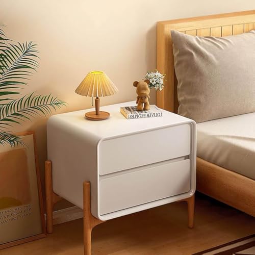 OUBBDVRT Massivholz Nachttisch mit 2 Schubladen Moderne Schlafzimmermöbel mit minimalistischem Design 30x40x50 cm von OUBBDVRT