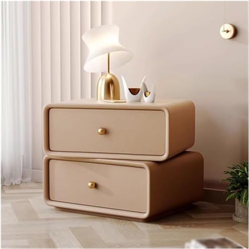 OUBBDVRT Massivholz Nachttisch mit Rotatable Double -Storage -Schubladen Moderne einfache Design Schlafzimmermöbel mit runden Ecke Kopfteilrahmen von OUBBDVRT