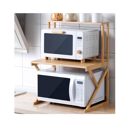 OUBBDVRT Mikrowellenregal für Küchenholzmikrowellen -Ofen -Theke Counter Rack Pots Küchenversorgungen Tischgeschirr Aufbewahrungssparung Küchenraum Küchenständer (36x37x53 cm) von OUBBDVRT