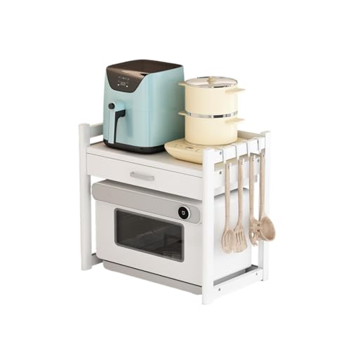 OUBBDVRT Mikrowellenregal für Küchenküche Mikrowellenregal Haushaltsarbeitsplatte Doppelschicht mit Verstellbarer Ofenluft Frenchation Rack Küchenständer (schwarz, 50 cm) von OUBBDVRT