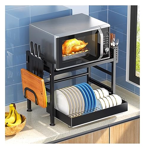 OUBBDVRT Mikrowellenschelf für Küche 2 Tier Mikrowellenofen Rack Kohlenstoffstahl Mikrowellenständer Gewürz Organizer Regal Küchenregal Küchenständer OUBBDVRT Mikrowellenschelf für Küche 2 Tier Mikrowellenofen Rack Kohlenstoffstahl Mikrowellenständer Gewürz Organizer Regal Küchenregal Küchenständer von OUBBDVRT
