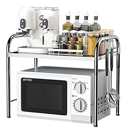 OUBBDVRT Mikrowellenschelf für Küche Edelstahl Mikrowellen -Ofen -Rack 2 -Stufe Mikrowellenständer Lagerständer Mikrowellenregal Küchentheke Küchenständer von OUBBDVRT