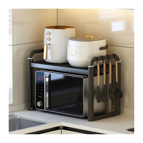 OUBBDVRT Mikrowellenschelf für Küchenküche Mikrowellen-Ofen-Rack Multifunktion Arbeitsplatte Reiskocher Ofen integrierter Speicher Rack Retractable Lager Rack Küchenständer (Weiß, 58 cm) von OUBBDVRT
