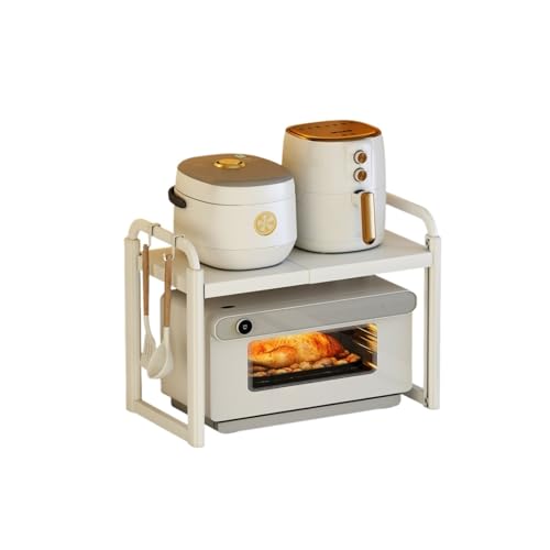 OUBBDVRT Mikrowellenschelf für Küchenküche Mikrowellen-Ofen-Rack Multifunktion Arbeitsplatte Reiskocher Ofen integrierter Speicher Rack Retractable Lager Rack Küchenständer (Weiß, 58 cm) von OUBBDVRT