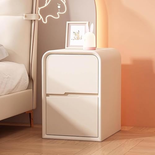 OUBBDVRT Minimalistischer Massivholz Nachttisch mit 2 Schubladen Kleiner Nachttisch für Schlafzimmer oder Kindergarten modernes Design 50x40x47cm von OUBBDVRT