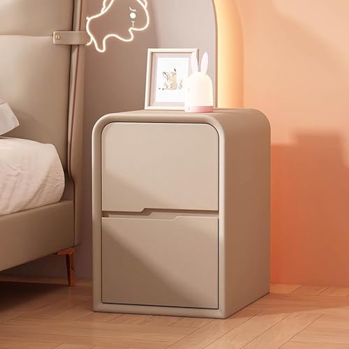 OUBBDVRT Minimalistischer Massivholz Nachttisch mit 2 Schubladen Moderner Endtisch für Schlafzimmer/Kindergarten kleines und schmales Design 50x40x47cm von OUBBDVRT