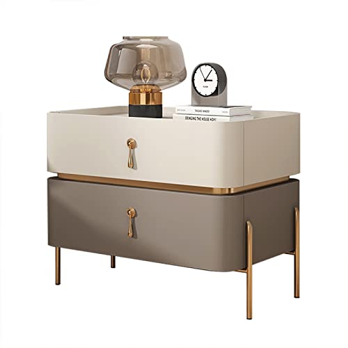 OUBBDVRT Mitte des Jahrhunderts Moderner Nachttisch mit Metallbeinen 2 Aufbewahrungsschubladen Wohnkultur Nachttisch für Wohnzimmer Schlafzimmer Beige+Khaki Seitentisch 45x40x50 cm OUBBDVRT Mitte des Jahrhunderts Moderner Nachttisch mit Metallbeinen 2 Aufbewahrungsschubladen Wohnkultur Nachttisch für Wohnzimmer Schlafzimmer Beige+Khaki Seitentisch 45x40x50 cm von OUBBDVRT