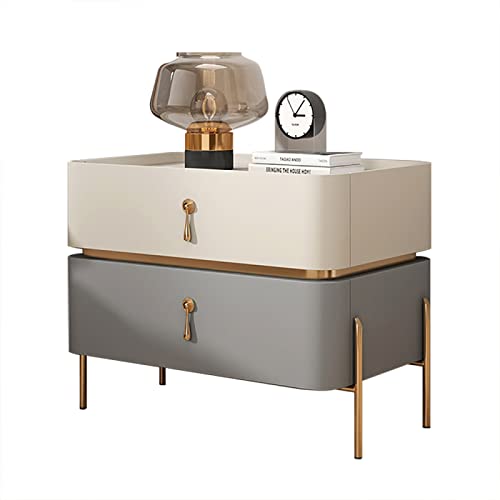 OUBBDVRT Mitte des Jahrhunderts moderner Nachttisch mit Metallbeinen und 2 Lagerschubladen für Lebenszimmer Schlafzimmer Beige + hellgrauer Nachttisch 40x40x50 cm OUBBDVRT Mitte des Jahrhunderts moderner Nachttisch mit Metallbeinen und 2 Lagerschubladen für Lebenszimmer Schlafzimmer Beige + hellgrauer Nachttisch 40x40x50 cm von OUBBDVRT