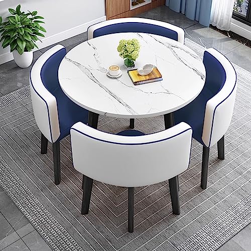 OUBBDVRT Moderne Küchenfrühstücksbartisch und Stuhl Runde Esstisch mit weicher Rückenländer Sparmöbel für Kaffee und Büro stilvoller Orange -und Weiß -Design von OUBBDVRT