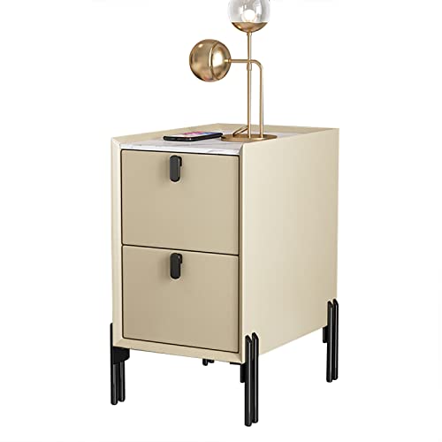 OUBBDVRT Moderne Mitte des Jahrhunderts Schmaler Beistelltisch mit 2 Lagerschubladen und Sintered Stone Counct top minimalistischer Nachttisch für kleine Räume Beige 30x35x55 cm OUBBDVRT Moderne Mitte des Jahrhunderts Schmaler Beistelltisch mit 2 Lagerschubladen und Sintered Stone Counct top minimalistischer Nachttisch für kleine Räume Beige 30x35x55 cm von OUBBDVRT