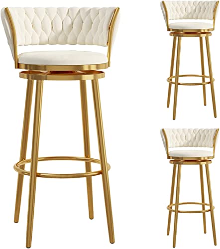 OUBBDVRT Moderne Samtpolsterung gepolsterte Schwenkbarschköpfe Set von 3 mit gewebten Rückenlehne Design Gold Metallbein Speiseselaststühle für Küche OUBBDVRT Moderne Samtpolsterung gepolsterte Schwenkbarschköpfe Set von 3 mit gewebten Rückenlehne Design Gold Metallbein Speiseselaststühle für Küche von OUBBDVRT