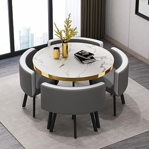 OUBBDVRT Moderne kleine runde Esstisch Set - 31,5 "Küchenfrühstücksbarmöbel mit Stühlen - stilvoller Konferenztisch für Esszimmer & Küche - 80x75 cm OUBBDVRT Moderne kleine runde Esstisch Set - 31,5 "Küchenfrühstücksbarmöbel mit Stühlen - stilvoller Konferenztisch für Esszimmer & Küche - 80x75 cm von OUBBDVRT