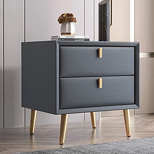 OUBBDVRT Moderne nordische 2 -Schubladen -Nachttisch im grauen Schlafzimmer Lagerschrank mit Handyregal stilvoller Nachttisch für Wohnzimmer Kleiner Beistelltisch für Kaffee und Dekor 40x45x48cm von OUBBDVRT