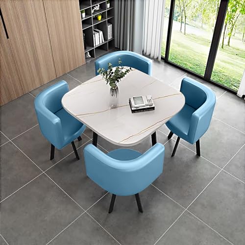 OUBBDVRT Moderne runde Frühstücksbar Esstisch Set mit Stühlen - stilvolle Küchenmöbel für Haus, Garten und Restaurant - 80x75 cm (31,5x29.5in) Konferenztisch von OUBBDVRT