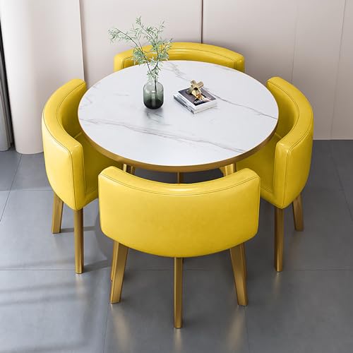 OUBBDVRT Moderne runde Frühstücksbar Esstisch Set mit Stühlen - stilvolle Küchenmöbel für Haus, Garten und Restaurant - 80x75 cm (31,5x29.5in) Konferenztisch von OUBBDVRT