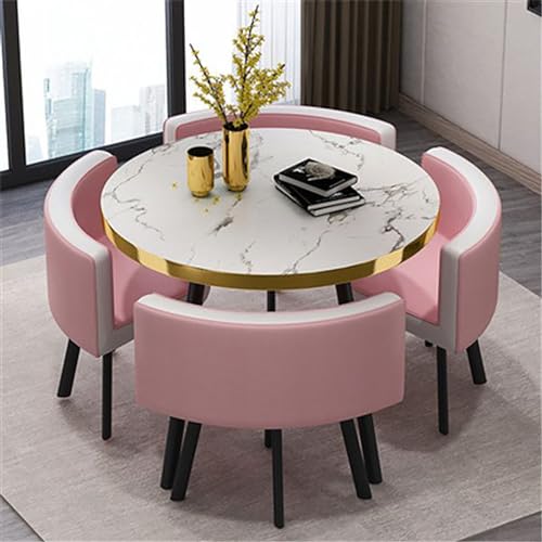 OUBBDVRT Moderne runde Frühstücksbar Esstisch Set mit Stühlen - stilvolle Küchenmöbel für Haus, Garten und Restaurant - 80x75 cm (31,5x29.5in) Konferenztisch von OUBBDVRT
