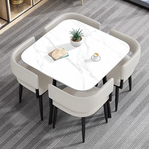 OUBBDVRT Moderne runde Frühstücksbartisch -Set - 80x75 cm Esstisch mit Stühlen für Haus, Garten, Restaurant - stilvolle Konferenzmöbel für Essen und Unterhaltung von OUBBDVRT