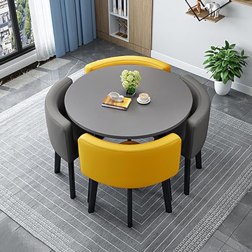 OUBBDVRT Moderne runde Frühstücksbartisch -Set - 80x75 cm Esstisch mit Stühlen für Haus, Garten, Restaurant - stilvolle Konferenzmöbel für Essen und Unterhaltung von OUBBDVRT