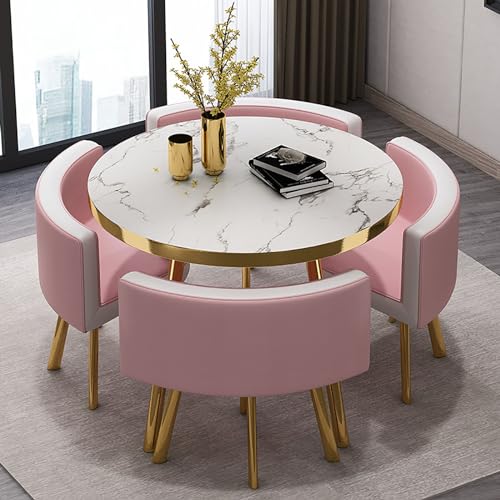 OUBBDVRT Moderne runde Frühstücksbartisch -Set - 80x75 cm Esstisch mit Stühlen für Haus, Garten, Restaurant - stilvolle Konferenzmöbel für Essen und Unterhaltung von OUBBDVRT