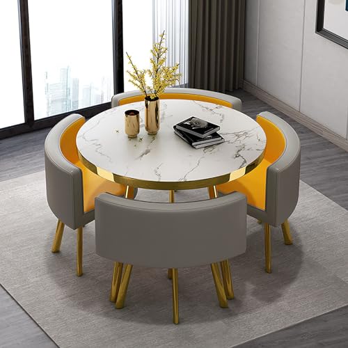 OUBBDVRT Moderne runde Frühstücksbartisch -Set - 80x75 cm Esstisch mit Stühlen für Haus, Garten, Restaurant - stilvolle Konferenzmöbel für Essen und Unterhaltung von OUBBDVRT