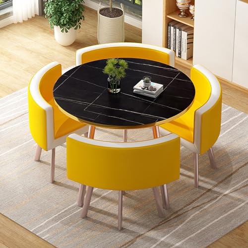OUBBDVRT Moderne runde Frühstücksbartisch -Set - 80x75 cm Esstisch mit Stühlen für Haus, Garten, Restaurant - stilvolle Konferenzmöbel für Essen und Unterhaltung von OUBBDVRT