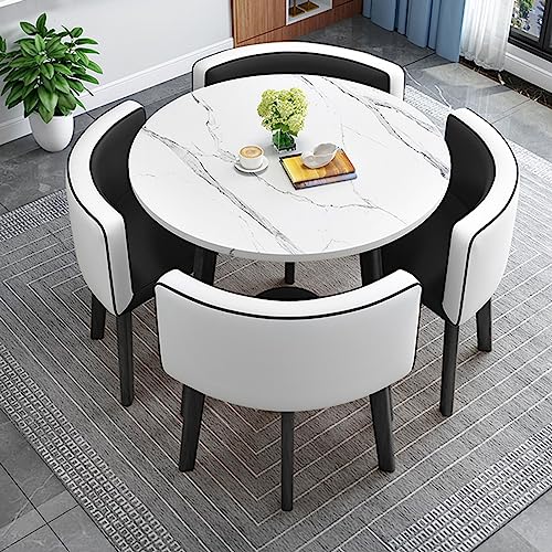 OUBBDVRT Moderne runde Küchenfrühstücks Bar Tisch Set mit weichen Rückenlehne Stühle Platz sparende Essmöbel für Haus- und Büro stilvolles Schwarz -Weiß -Design OUBBDVRT Moderne runde Küchenfrühstücks Bar Tisch Set mit weichen Rückenlehne Stühle Platz sparende Essmöbel für Haus- und Büro stilvolles Schwarz -Weiß -Design von OUBBDVRT