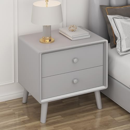 OUBBDVRT Moderner 2 Schubladen Nachttisch mit Stiller Folie Minimalistischer Nachttisch und Kommode für Schlafzimmer grau 40 cm/15,7in von OUBBDVRT