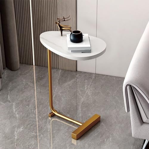 OUBBDVRT Moderner C -förmiger Endtisch mit Metallbeinen für Wohnzimmer Kleiner Beistelltisch Nachttisch für Schlafzimmersofa Tabletttisch für Couch Arm 30 * 36 * 72 cm Höhe von OUBBDVRT