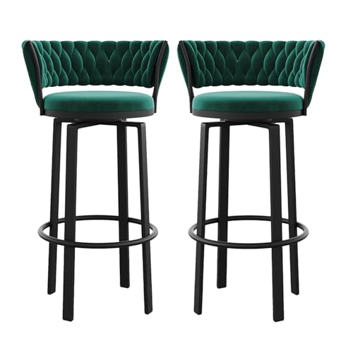 OUBBDVRT Moderner Samt -Schwenkbarpools -Set von 2 Counterheighockern mit gewebten Rückenlehne 75 cm Sitzhöhe stilvolle Schwarze Küchenbarstühle von OUBBDVRT