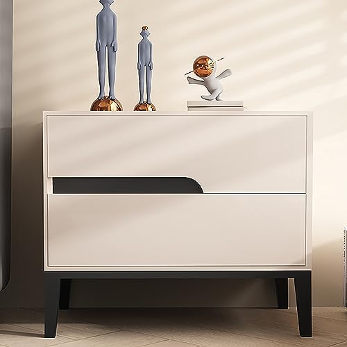 OUBBDVRT Moderner massives Holz Nachttisch mit kreativer Lederschubladen Griff Großkapazität Multi -Farb -Nachttisch für Wohnzimmer Schlafzimmer stilvolle und funktionale Möbel von OUBBDVRT