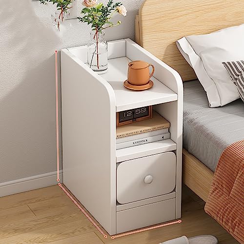 OUBBDVRT Moderner minimalistischer Kleiner Nachttisch für Schlafzimmer schmaler Nachttisch mit einfachem geknacktem Design (40 × 34 × 50 cm) von OUBBDVRT