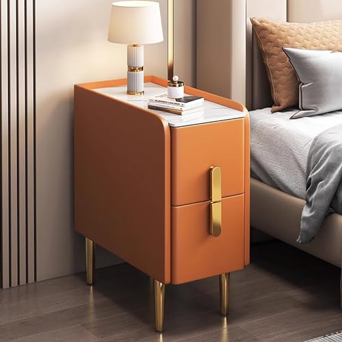 OUBBDVRT Moderner minimalistischer Nachttisch mit doppelter Schubladenspeicher schlanker Beistelltisch für kleine Räume in Schlafzimmern oder Wohnzimmer stilvoller PU -Leder -Finish mit Metallbeinen OUBBDVRT Moderner minimalistischer Nachttisch mit doppelter Schubladenspeicher schlanker Beistelltisch für kleine Räume in Schlafzimmern oder Wohnzimmer stilvoller PU -Leder -Finish mit Metallbeinen von OUBBDVRT
