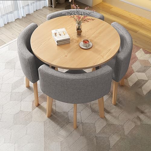 OUBBDVRT Runde Küchenfrühstücksbartisch und Stuhl Set für 4, einfache Esstisch für kleine Räume, Konferenzraummöbel, moderner Bürotisch und Stühle von OUBBDVRT