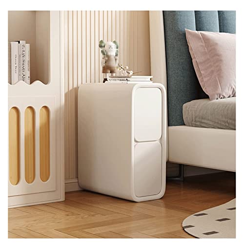 OUBBDVRT Schlanker Nachttisch mit 2 Schubladen Mikrofaser -Leder -Nachttisch für kleine Räume Minimalistische Sofa Seitentisch Schlafzimmer Möbelschrank von OUBBDVRT