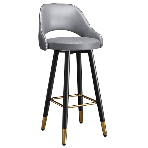 OUBBDVRT Schwenkfrühstückstangenhocker - PU Leder Counter Height Stühle mit gebogenem Rücken, Metallfootder und Messingfüßen für Kücheninsel, Bistro, 75 cm (29,5 '') von OUBBDVRT
